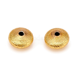 Perline di distanziatore in ottone, texture, rotondo e piatto, oro, 9.5x5.5mm, Foro: 1.8 mm
