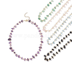 Set di collane di perline con pietre preziose miste naturali in stile 5 pz 5, 304 gioiello in acciaio inossidabile per donna, 16.14 pollice (41 cm), 1pc / style