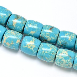 Drum Synthetic Turquoise Beads Strands, 16x16mm, Hole: 1mm, about 24pcs/strand, 15.3inch