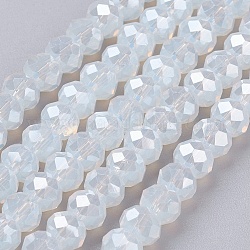 Electroplate Glass Bead Strands, Full Luster Plated, Faceted, Rondelle, Alice Blue, 6x4mm, Hole: 1mm, about 95pcs/strand, 17.7 inch