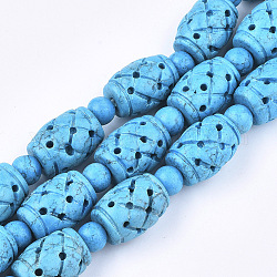 Tinti turchese sintetico fili di perline barile, cielo blu profondo, 12x19mm, Foro: 2.5 mm, circa 15pcs/filo, 15.7 pollice (40 cm)