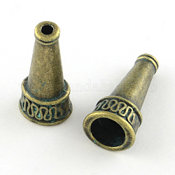 Protezioni tallone in lega di zinco cono,  cadmio& piombo libero, bronzo antico e patina verde, 22.5x10mm, Foro: 2.5~7 mm