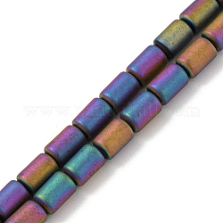 Гальванические нити из синтетических немагнитных гематитовых бусин, матовые, колонка, с покрытием цвета радуги, 3.7~3.8x5.8~5.9 мм, отверстие : 0.8 мм, около 65 шт / нитка, 15.75'' (40 см)