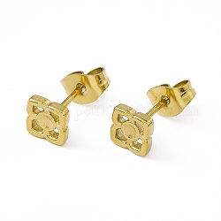 Vacuum Plating 304 Stainless Steel Stud Earring Findings, Rhinestone Settings, with 201 Stainless Steel Ear Nuts, Square, Golden, 5.5x5.5mm, Pin: 0.8mm, Fit for 2mm Rhinestone