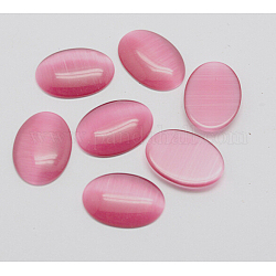 Cabuchones de ojo de gato, oval, color de rosa caliente, 14x10x2.5mm