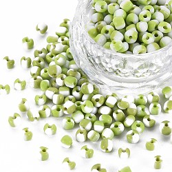 6/0 Perlas de semillas de vidrio, colores opacos filtran, amarillo verdoso, 4mm, agujero: 1.5 mm, aproximamente 4500 unidades / bolsa