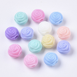 Opaque Acrylic European Beads, Large Hole Beads, FLower, Mixed Color, 11.5x11.5x10.5mm, Hole: 4mm, about 750pcs/500g