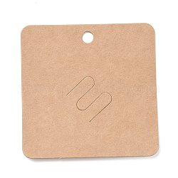 Blanko-Broschen aus Kraftpapier, Viereck, rauchig, 7x7x0.05 cm, Bohrung: 6 mm
