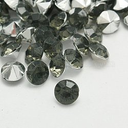 Имитация taiwan акриловый горный хрусталь указал назад кабошоны, граненые, алмаз, серые, 4.5x3 мм