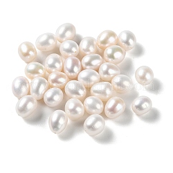 Natur kultivierten Süßwasser Perlen, Hälfte gebohrt, Reis, Rauch weiss, 10~13x9.5~10.5 mm, Bohrung: 0.9 mm
