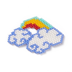 手作りミユキシードビーズ  織機模様  雲と虹  カラフル  30x44x1.8mm