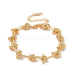 304 Stainless Steel Knot Link Chain Bracelet for Men Women, Golden, 7 inch(17.8cm)