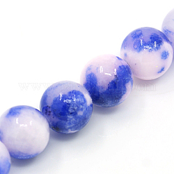 Natur persische Jade Perlen Stränge, gefärbt, Runde, Blau, 10 mm, Bohrung: 1 mm, ca. 38 Stk. / Strang, 16 Zoll