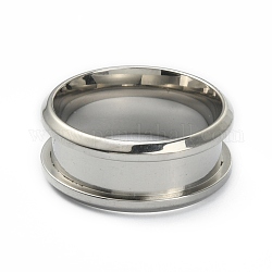 201 ajuste de anillo de dedo ranurado de acero inoxidable, núcleo de anillo en blanco, para hacer joyas con anillos, color acero inoxidable, diámetro interior: 16 mm