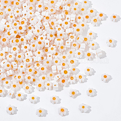 Nbeads 3 brins brins de perles de verre millefiori faits à la main, fleur, orange, 3.7~5.6x2.6mm, Trou: 1mm, Environ 88~110 pcs/chapelet, 15.75'' (40 cm)