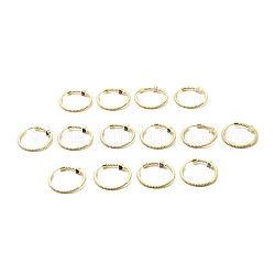 Orecchini a cerchio con cuori di zirconi, gioielli in vero ottone placcato oro 18k per le donne, colore misto, 30x1.5~4.5mm, ago :1mm