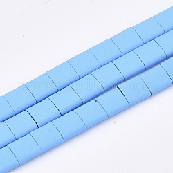 Enlaces de hebra múltiple sintética no magnética pintada con spray, para la fabricación de pulseras elásticas de azulejos, cuadrado, cielo azul profundo, 5x5x2mm, agujero: 0.5 mm, aproximamente 75 pcs / cadena, 15.7 pulgada