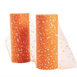 Nastri in mesh deco glitter con paillettes, tessuto di tulle, Tessuto di bobina di rullo di tulle per la realizzazione di gonna, arancio rosso, 6 pollice (15 cm), circa 25iarde / rotolo (22.86m / rotolo)