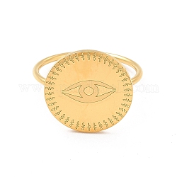 304 кольцо из нержавеющей стали для женщин, плоско-круглые, рисунок глаз, 1 мм, внутренний диаметр: размер США 6 (16.5 мм), плоско-круглые: 15 mm