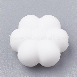 Perle di silicone ecologiche per uso alimentare, masticare perline per i denti, fare collane fai-da-te fai-da-te, flowerr, bianco, 14x13x6mm, Foro: 2 mm