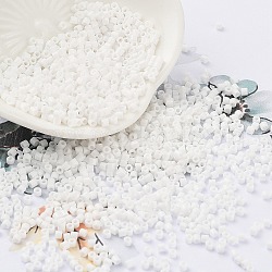 Perline di semi di vetro di colori opachi, cilindro, fumo bianco, 2x1.5mm, Foro: 1 mm