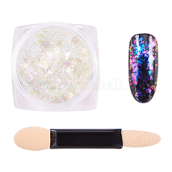 Nail Art Glitter Powder, Starry Sky/Mirror Effect, Mixed Polish Chunky Sequins Powder Manicure Tools, with Brush, Colorful, 30x30x17mm, about 0.3g/box