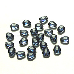 Imitazione branelli di cristallo austriaco, grado aaa, sfaccettato, lacrima, blu scuro, 10x8x3.5mm, Foro: 0.9~1 mm