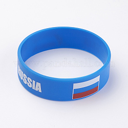 Silicone Wristbands Bracelets, Cord Bracelets, Russia, Blue, 202x19x2mm
