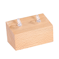 Wood Couple Rings Display Stands, Wooden Finger Ring Holder, Rectangle, Bisque, 4.5x8x4.5cm