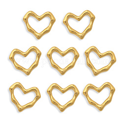 Placcatura sotto vuoto 201 anelli di collegamento in acciaio inossidabile, cuore, oro, 16.5x19x2.5mm