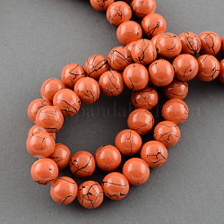 Drawbench Glass Bead Strands, Round, Orange Red, 10mm, Hole: 1.3~1.6mm, about 80pcs/strand,  31.4 inch