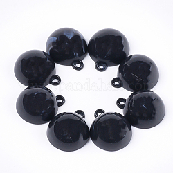 Acryl-Anhänger, Nachahmung Edelstein-Stil, Halbrund, Schwarz, 18.5x15.5x8 mm, Bohrung: 1.6 mm
