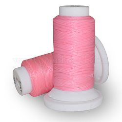 Flachwachs Polyester-Schnur, zum Nähen von Leder, Flamingo, 0.8 mm, ca. 54.68 Yard (50m)/Rolle