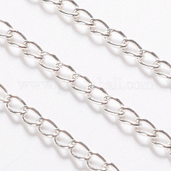 Iron Twisted Chains, Unwelded, Silver Color Plated, 4x2.3x0.7mm