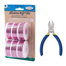 DIY-Schmuck-Kits, mit Aluminiumdraht und eisenseitiger Schneidzange, neon rosa , 1 mm, ca. 23 m / Rolle, 6 Rollen / Satz