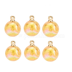 Волшебные цветочные подвески из смолы, круглые, золотые, 20x15.5 мм, отверстие : 1 мм