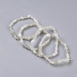 Natürliche weiße Mondstein-Stretch-Armbänder, getrommelt Stein, Nuggets, Innendurchmesser: 2~2-1/4 Zoll (5.2~5.6 cm)