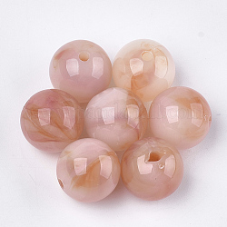 Perles acryliques, style de pierres fines imitation, ronde, saumon noir, 15.5~16x15mm, Trou: 2mm