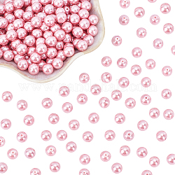Ph pandahall 200 piezas 8 mm perlas de vidrio rosa perlas de brillo satinado perla artesanal teñidas ecológicas redondas espaciadoras sueltas para san valentín boda pendiente pulsera collar fabricación de joyas, 0.7~1.1 agujero mm