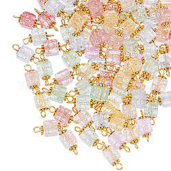 Hobbiesay 100 pièces connecteurs en verre craquelé breloques couleurs mélangées liens connecteurs cube carré double trous perles d'espacement pour bracelet boucle d'oreille colliers bricolage artisanat, trou 1.5-2 mm