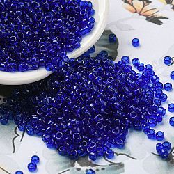 Transparent Colours Glass Seed Beads, Cylinder, Medium Blue, 2.5x1.7mm, Hole: 1.2mm