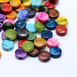 Perles acryliques d'effilage, peint à la bombe, plat rond, couleur mixte, 9x3.5mm, trou: 1 mm, environ 2500 pcs / 500 g