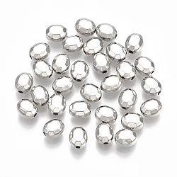 Ccb Kunststoff-Perlen, facettiert, Oval, Platin Farbe, 5.5x4.5x3 mm, Bohrung: 1 mm, ca. 7425 Stk. / 442 g
