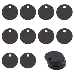 BENECREAT 30Pcs Black Flat Round Stamping Blank Tags 0.8 Inch/20mm Aluminum Tags with Hole for Laser Engraving Dog ID Tags Necklace Making