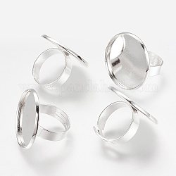 Componenti anello di barretta di ottone regolabile, cadmio & nichel &piombo libero, colore argento placcato, vassoio: 25mm, 17mm diametro interno 