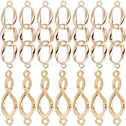 Beebeecraft 20Pcs/Box 2 Styles Infinity Charms 18K Gold Plated Brass Link Connectors with 2 Holes for DIY Jewelry Bracelet Necklace Earring Making Crafting