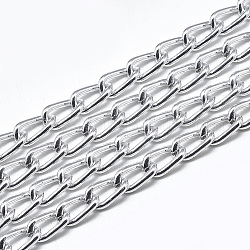 Cadenas del encintado de aluminio, sin soldar, plata, 9x5.5x1mm