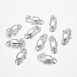 Brass Lobster Claw Clasps, Cadmium Free & Nickel Free & Lead Free, Silver Color Plated, 16x6mm, Hole: 2.5mm