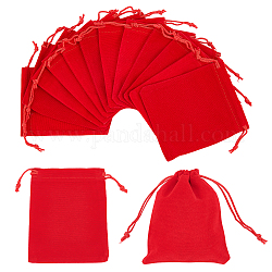 Bolsitas rectangulares de terciopelo nbeads, bolsas de regalo, rojo, 12x10 cm