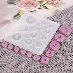 Silicone Button Molds, Resin Casting Molds, For UV Resin, Epoxy Resin Jewelry Making, Flat Roun, White, 78x89x6.5mm, Inner: 10~25mm